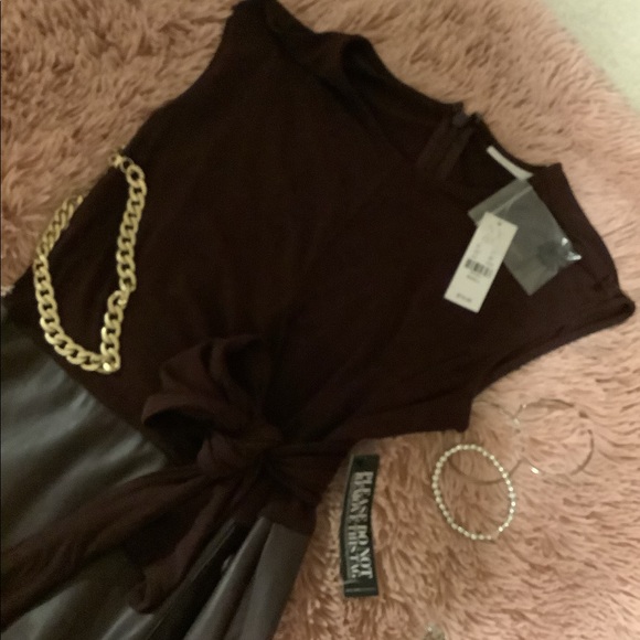 NWT NY&CO LEATHER MIDI DRESS - Picture 4 of 5